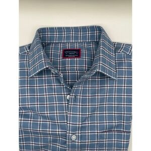 UNTUCKIT Men's Medium Plaid Button Down‎ Long Sleeve Shirt Blue